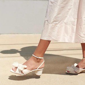 Loeffler Randall - Dahlia - Size 7 - Pleated Bow Sandal Heels in Pearl